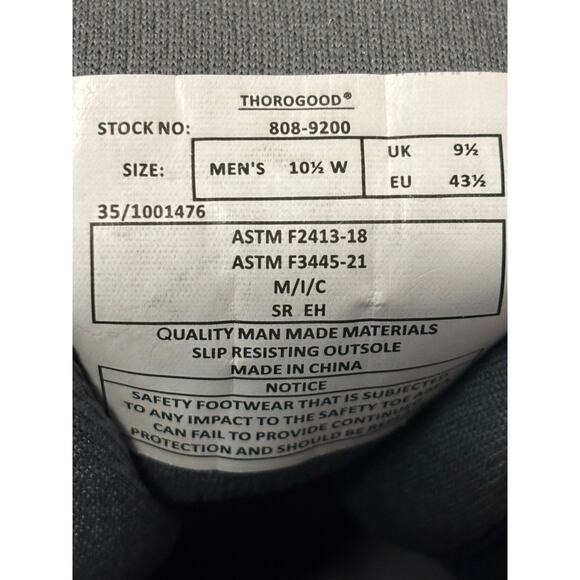 Thorogood Men’s 10.5W Safety Work Sneakers Slip Resistant ASTM EH N - Picture 9 of 9
